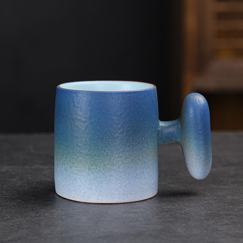 Ceramic Tea Cup Creative Wood Handle Retro Kung Fu Tea Set Single Cup Espresso Mug