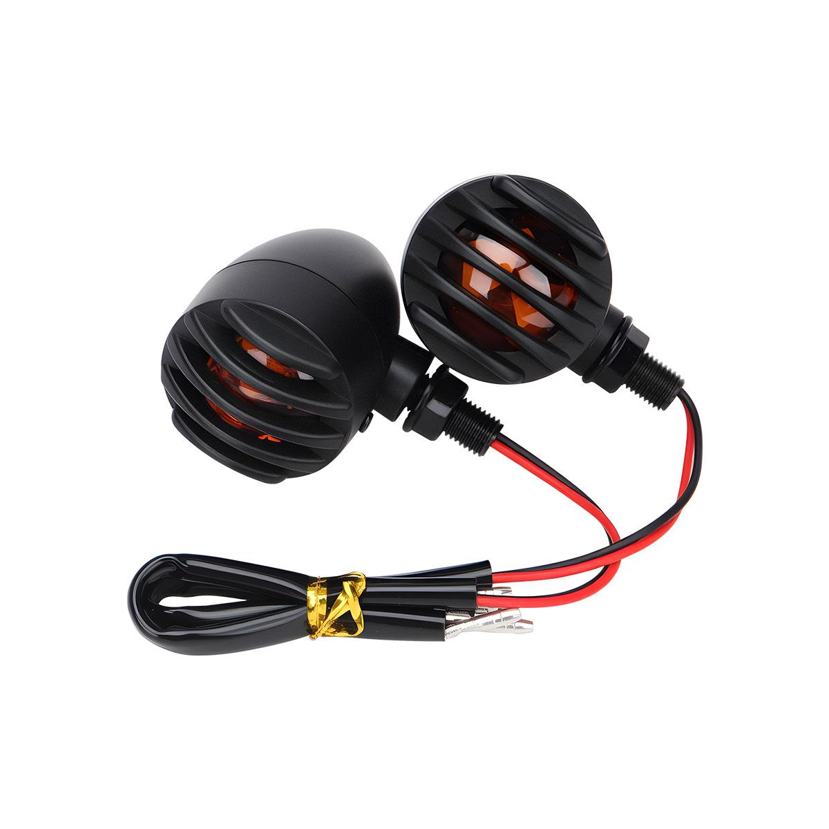 1Pair Motorcycle LED Turn Signal Lights Grille Bullet Head Indicator Blinker Amber Retro Lamp Universal For Harley Cafe Racer жёлтый