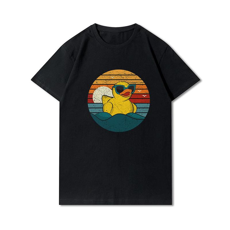 Letní trička větší velikosti pro ženy Whisling Duck Potištěné Neformální tričko s krátkým rukávem Topy 100% bavlna Oversize O Trička s výstřihem