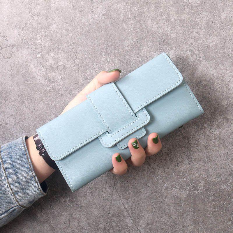 Women's Tri-fold Fashion Wallet - Long, Simple, Multifunctional with Buckle, Coin Purse & Card Holder