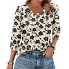 Women's V Neck 3/4 Sleeve Tops Casual T Shirts Basic Summer Tees Loose Fit Fall Pullover Tunic