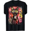 Pop Art Graffiti Cat T-Shirt Featuring an Abstract Design, Suitable for Both Men And Women, Perfect for Summer with Short Sleeves And a Weight of 180G