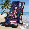 Custom Name Personalized Demon Slayer Anime Print Beach Towel, for Trip Camping Beach Party Home Decor, Birthday Gift for Family & Friends