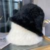 Rabbit Fur Hat Female Autumn and Winter Versatile Plush Bucket Hat Showing Face Small Bucket Hat Warm Student Basin Hat