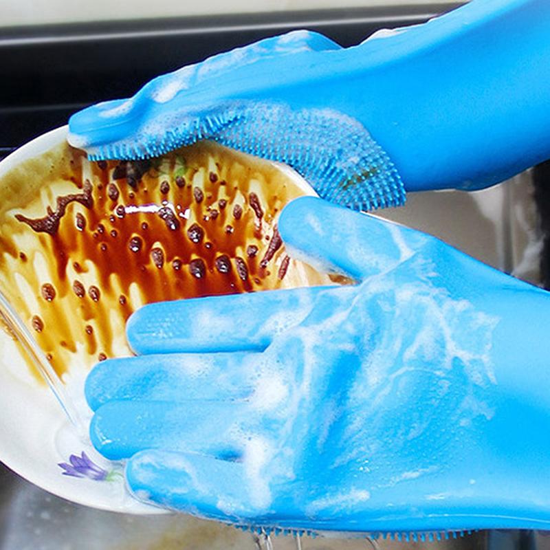 Haustier-Badehandschuhe Spülhandschuhe Reinigungshandschuhe Silikon-Spülhandschuhe Geeignet für Haushalt Schwammbürste Reinigungswerkzeuge
