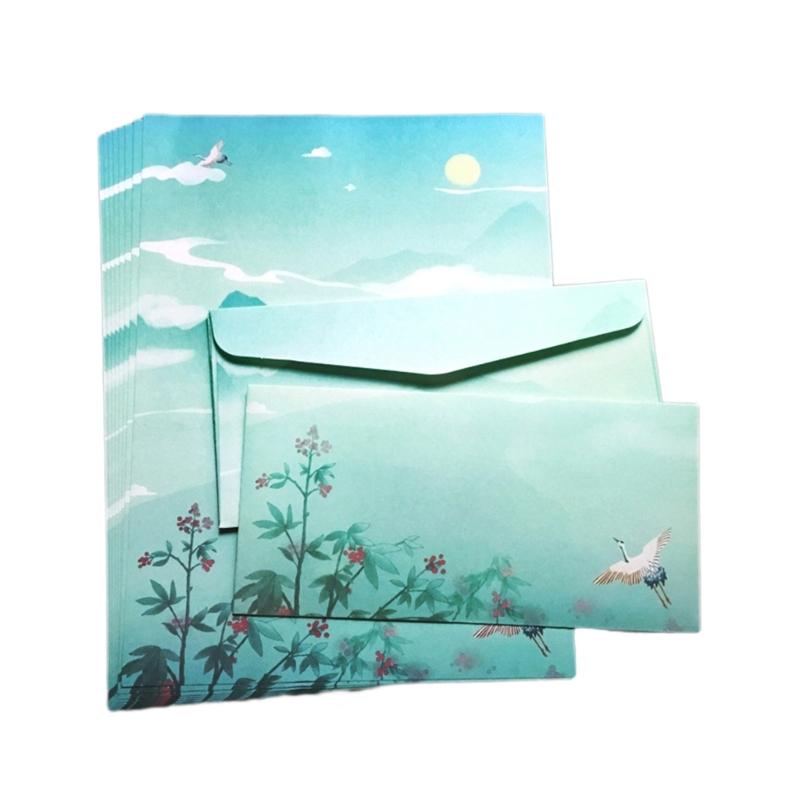 Stationery Paper and Envelopes Set Traditional Letter Writing Paper Color Both Side Writing Stationary Paper for School