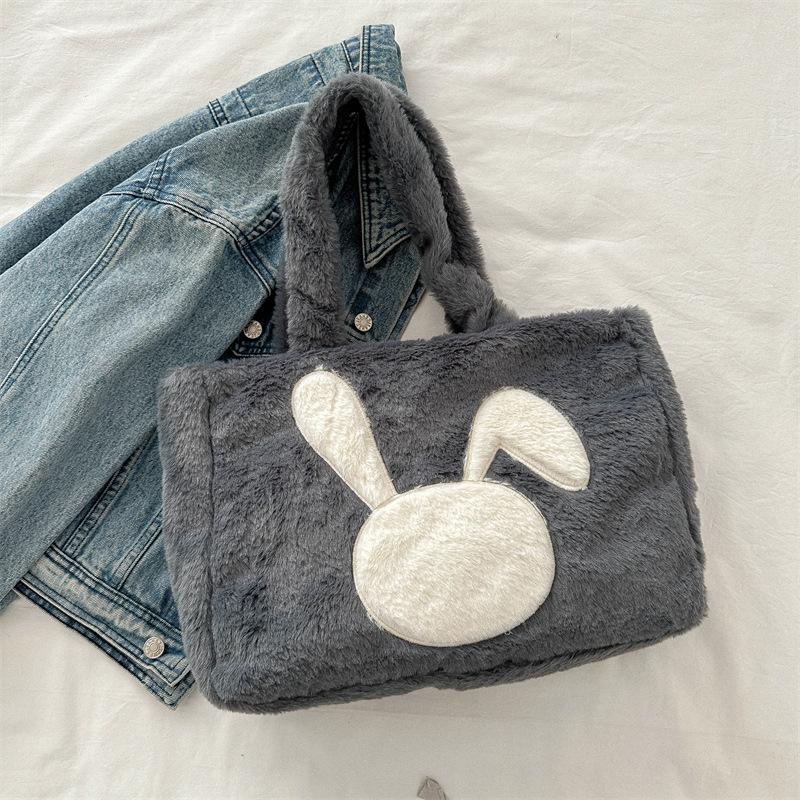Cute Plush Large Capacity Tote Bag for Women New Fashion Trend Shoulder Bag Casual Simple Handbag
