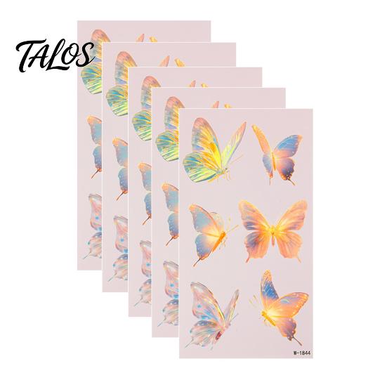 Talos 5 Sheets Butterfly Tattoo Stickers, Waterproof Temporary Flower Tattoos, Colorful Face Body Tattoos for Parties Night Club Music Festival