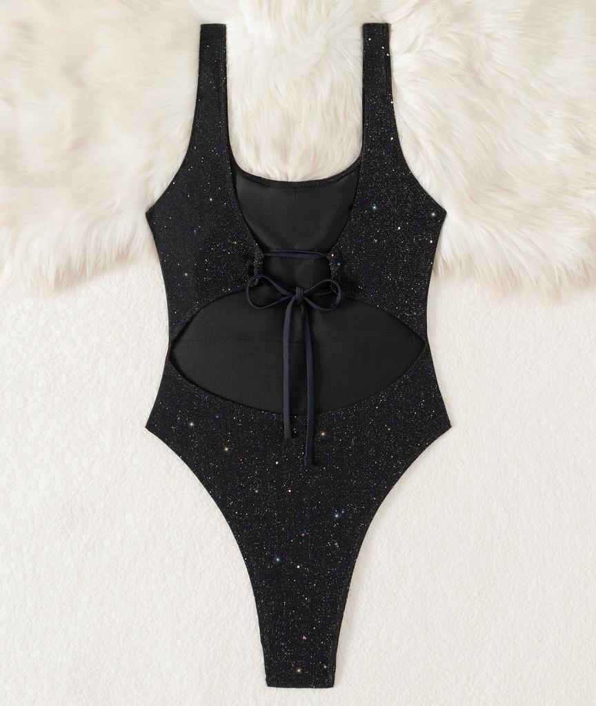 Women's Swimsuits Sexy Solid Color Back Tied One-piece Swimsuit Bikini Beachwear Bathing Suits