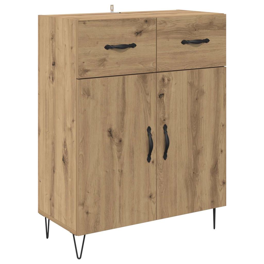 Highboard 2 pcs Artisan Oak Engineered Wood and Glass