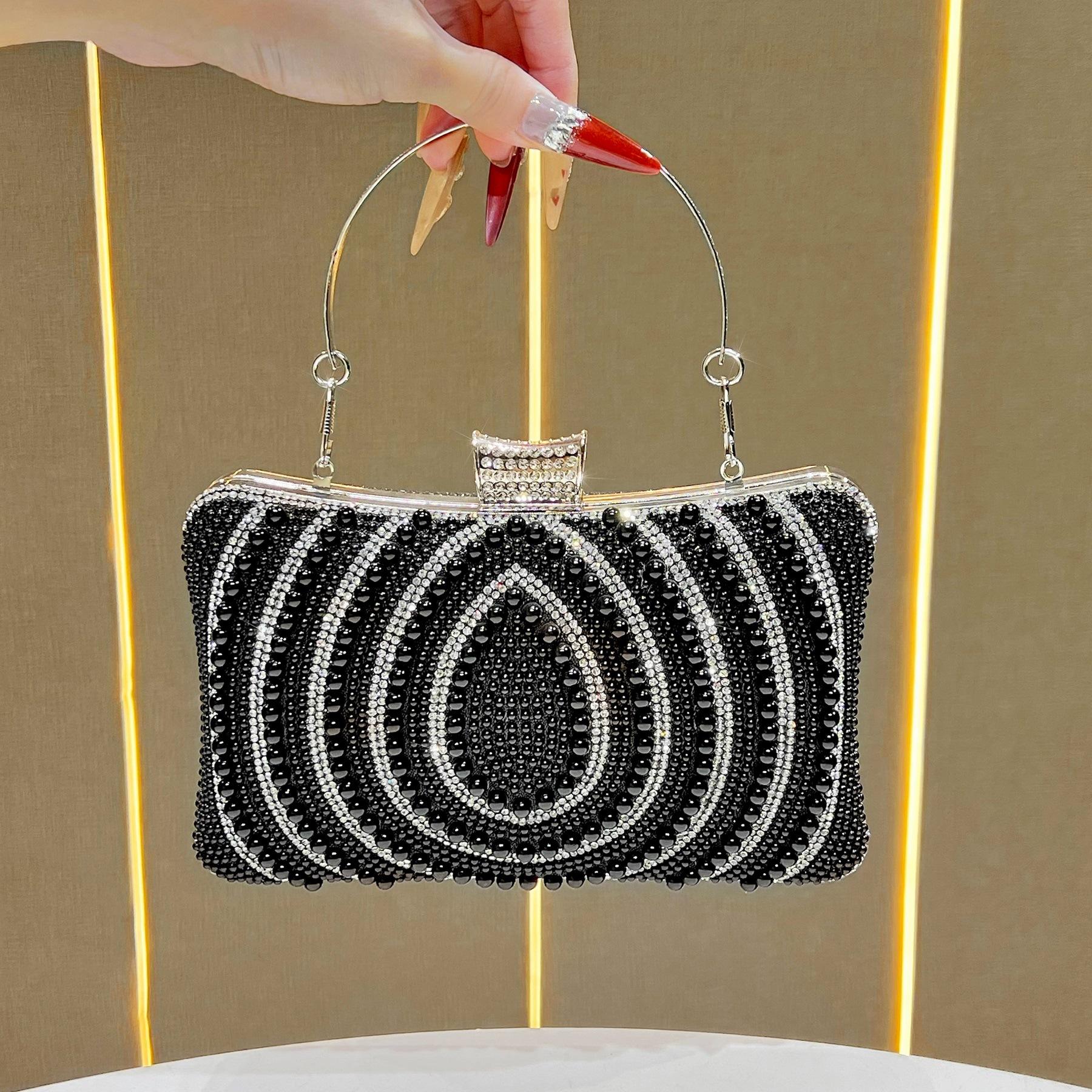

Crystal Pearl Clutch for Women Bride Bag Purse Wedding Prom Evening Bags Formal Beaded Handbag with Chain Women s Small Tote Shoulder Crossbody Bag one size чорний