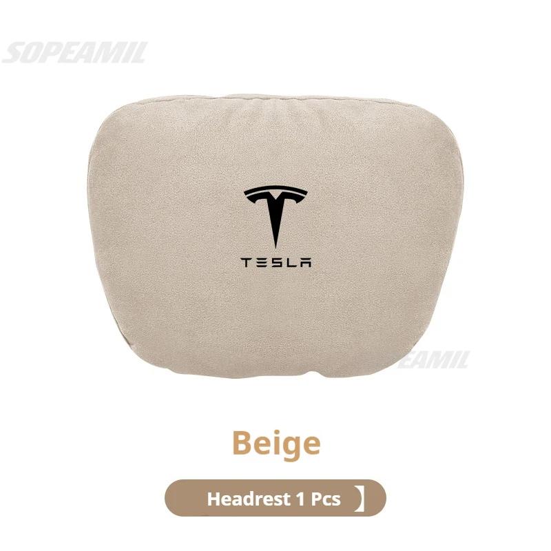 CSION1 Tesla Model 3 Model Y Model S Model X Suede Car Headrest Neck Support Seat Waist pad Lumbar cushion Soft Neck Pillow Accessories