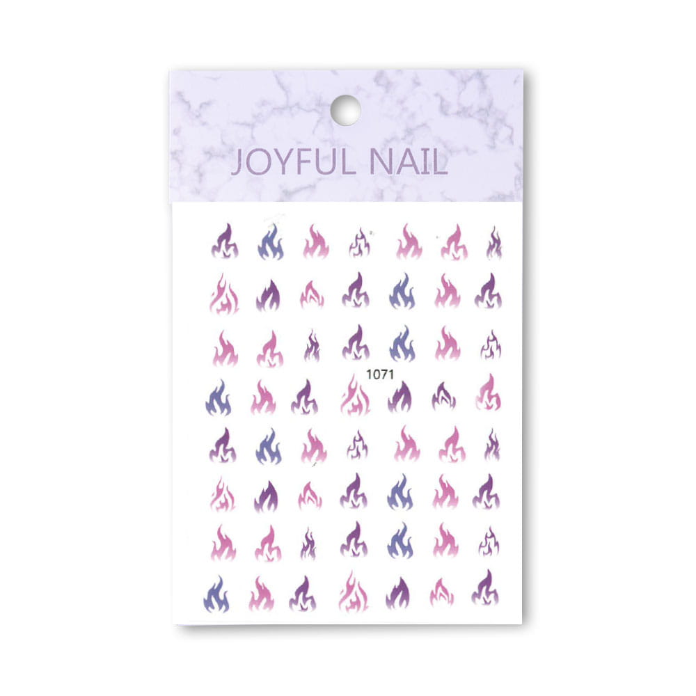 Nail Stickers Thin Self-adhesive Flames No. 1071 Pink