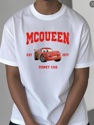 Koszulka z nadrukiem „Auta Lightning McQueen”, miękka, oddychająca i odporna na blaknięcie, klasyczny krój do codziennego noszenia