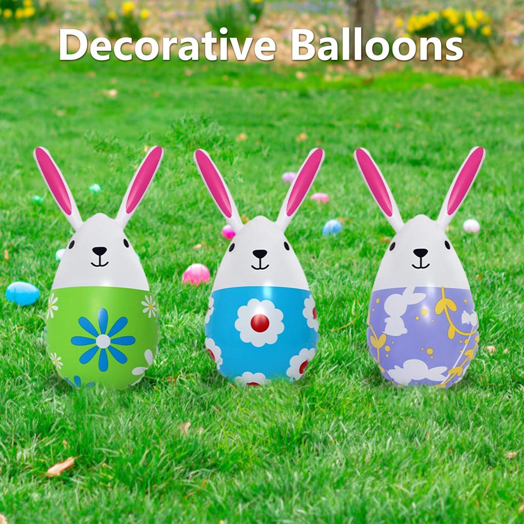 6 Pcs Easter Bunny Egg Inflatable Balloons, Colorful Cartoon Bunny Balloons For Easter Party Decorations, Kids Easter Gifts & Easter Supplies