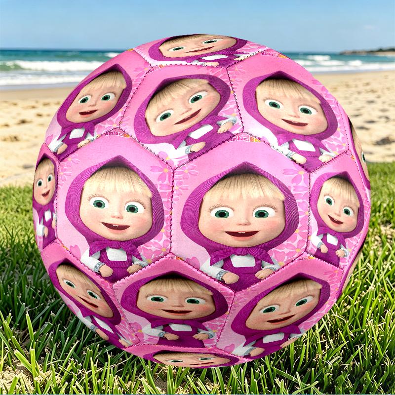 Pallone da Calcio Masha e Orso Stampa Taglia 5, Pallone da Calcio in PU Resistente all'Usura per Partite, Allenamenti e Pratica Quotidiana, Regalo di Compleanno per Appassionati di Calcio