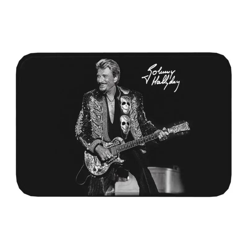 Rock Johnny Hallyday Door Floor Bath Kitchen Mat Anti-Slip French Singer Music Doormat Living Room Entrance Rug Carpet Footpad