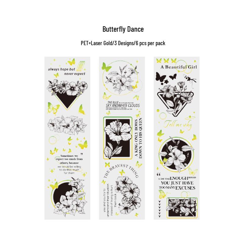 Blooming Season Series: Beautiful Day Stickers - 8 Styles, Hot Stamped Strips for Journal Decoration
