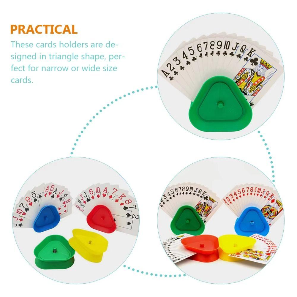4Pcs/Set Triangle Shaped Triangular Card Holder Spring-loaded Board Game Cards Stand  Family Game