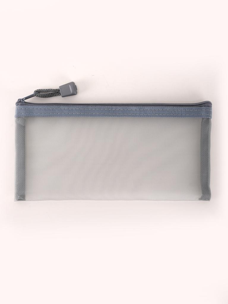 1pc Transparent Mesh Pencil Case Pencil Pouch Large Capacity Portable Pencil Case School With Zipper Minimalist Pencil Case