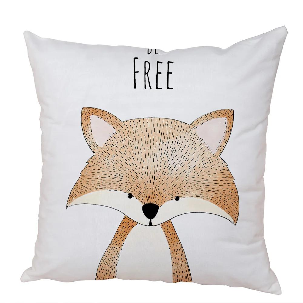 Nordic Zebra Hippo Giraffe Lion Crocodile Pillow Case Decor Animal Cushion Cover for Sofa Home Peach Skin Pillowcase 45x45cm