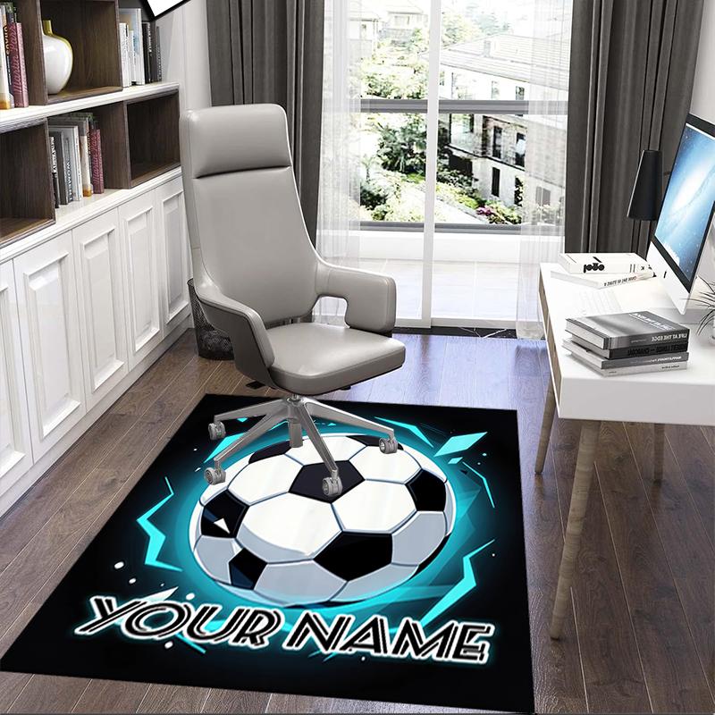 1PC Custom Name "Your Name Soccer Emblem" Theme Floor Mat Ideal for Living Room, Game Rooms, Office, Bedroom, Office Floor Mat , Floor Mats for Home