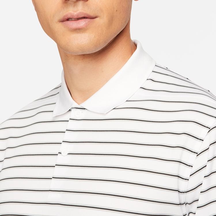 Nike Striped Colorblock Collar Short Sleeve Polo Shirt Men Tops White DH0836-100