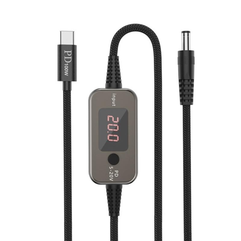

Adjustable Voltages USB C To DC5525 Charging Cable PD100W Fast Charging and Intelligent Display For Laptops Routers 1