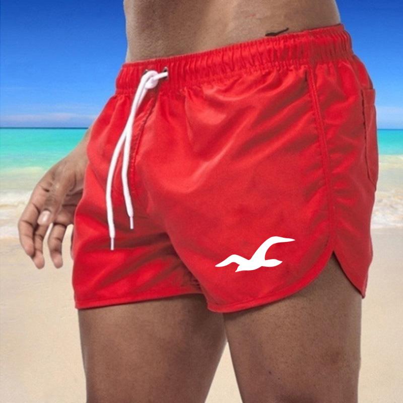 2025 Summer New Men's Quick-Drying Swim Trunks Sports Pants Swimwear Beach Shorts Jogging Shorts Seagull Printing