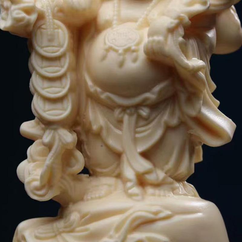 Copper Coin Maitreya Buddha Character Statue  Chinese God of Wealth -Home Office Feng Shui Mascot Laughing Buddha Statue