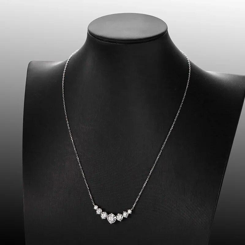New 1.7-5CTTW All Moissanite Necklace for Women Smile Princesses Sparkling Diamond Pendant S925 Sterling Silver Plated PT950