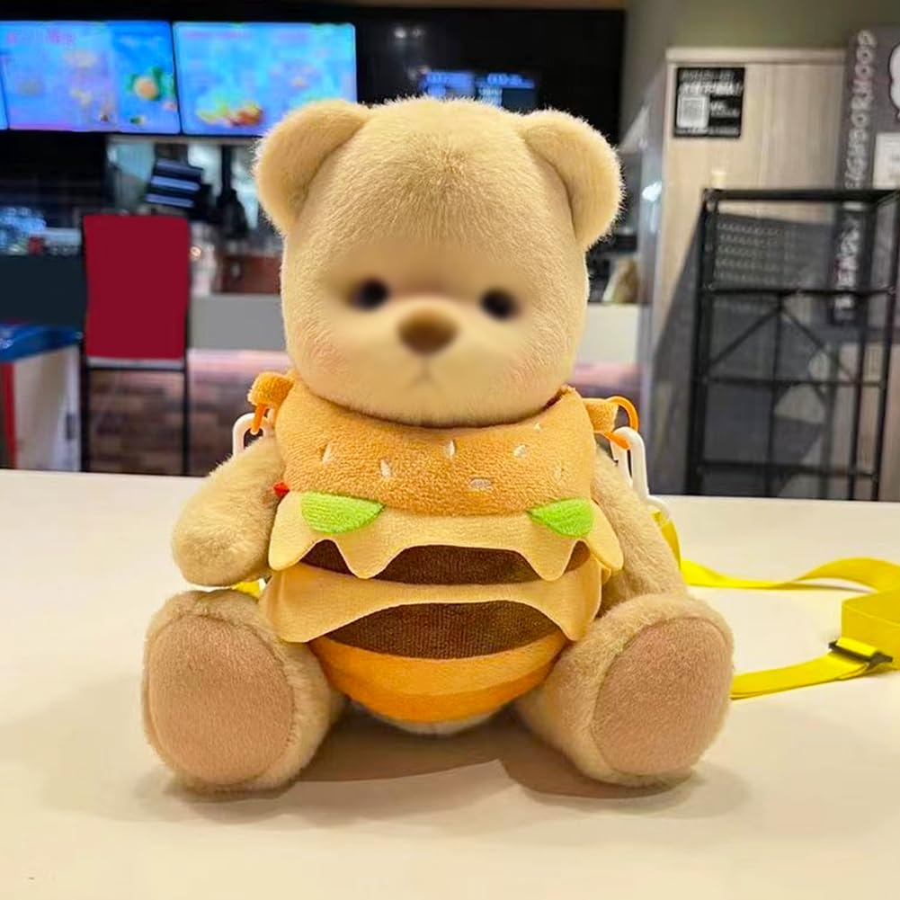 YUYAKESHI Cotton Doll Cute Hamburger Outfit for with Shoulder Perfect for Going and as a Plush Toy for 20cm Cotton Clothes, Kimono, Dolls, Strap, Out,