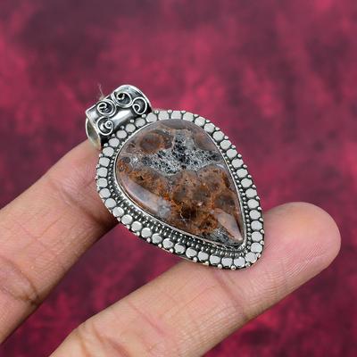 Dianosaur Bone 925 Solid Sterling Silver Pendant, Handmade Gemstone Pendant, Gift For Mom Antique Jewelry