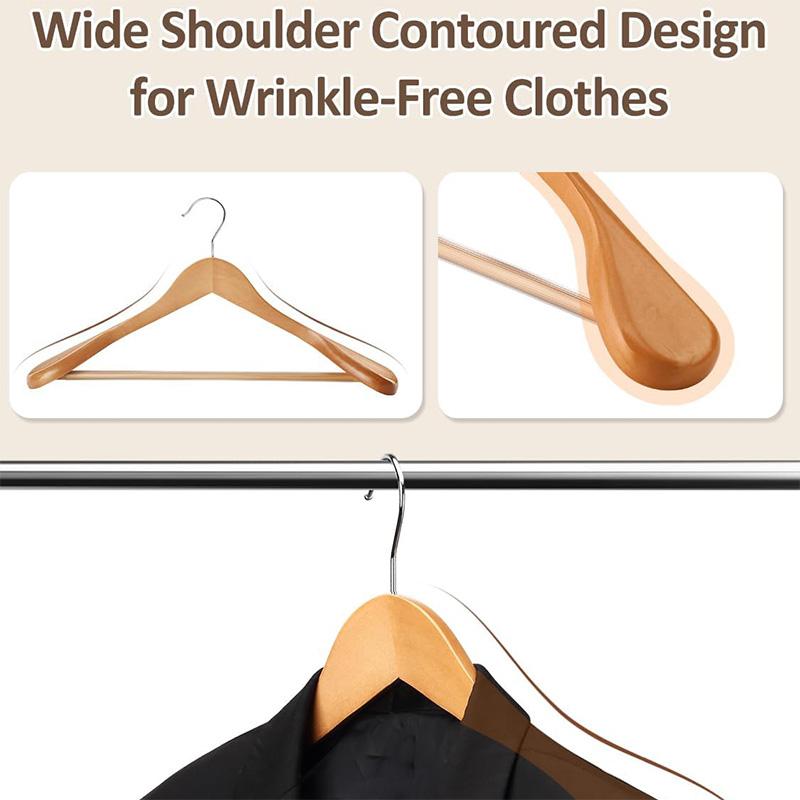4pcs Multifunctional Coat Hangers,Solid Wood Wide Shoulders Suits Organizer Rack for Wardrobe,Wooden Retro Hangers for Clothes