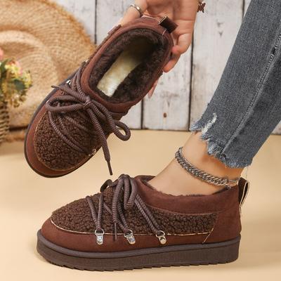 2025 Neue Damen Schneestiefel mit dicker Sohle und Polsterung - Dickes Fleece Warm Stilvoll & Vielseitig Damen Schnee Baumwollschuhe