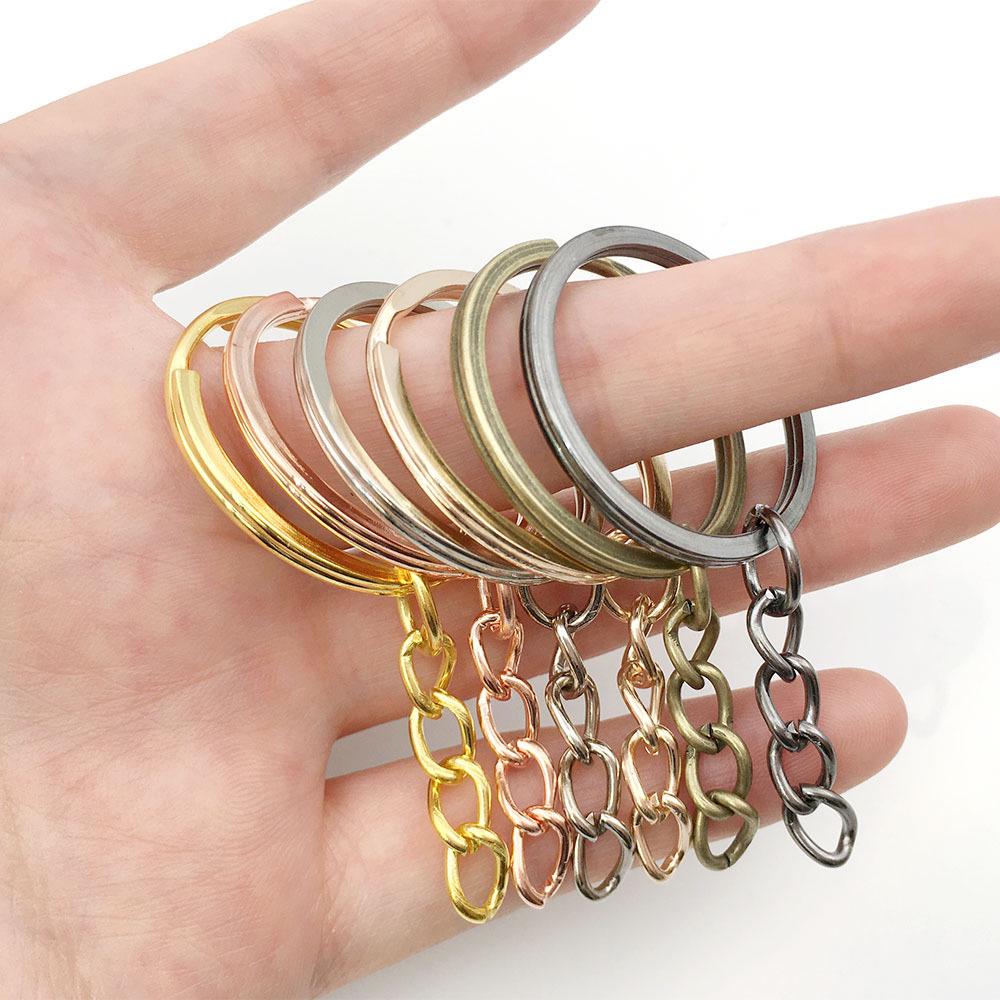 White Keychain Pendant Charm with Antique Gold Chain for DIY Jewelry