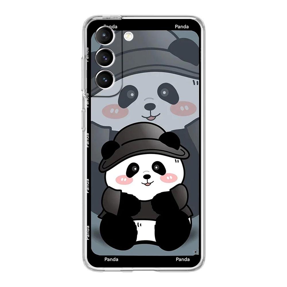 Cute Panda Climbing Bamboo Phone Case For Samsung Galaxy S24 S23 S22 S20 Ultra S21 FE 5G S10 S9 Plus S10E S8 Soft Clear Cover