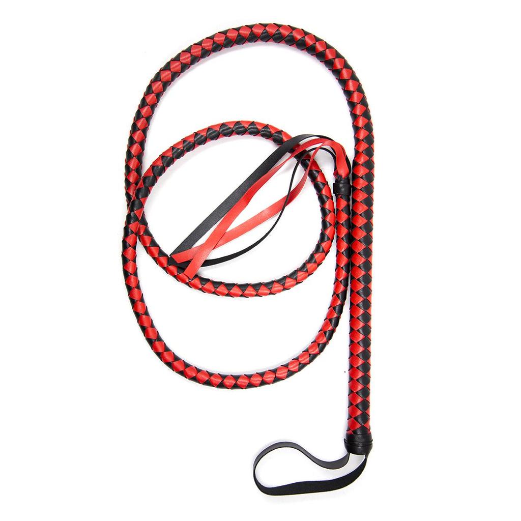 VaHppy Queen's Conditioning Whip 1,9 m Ekstra lang 5 farger PU sexleketøy for par Hestepisk Flettet scenerekvisitter