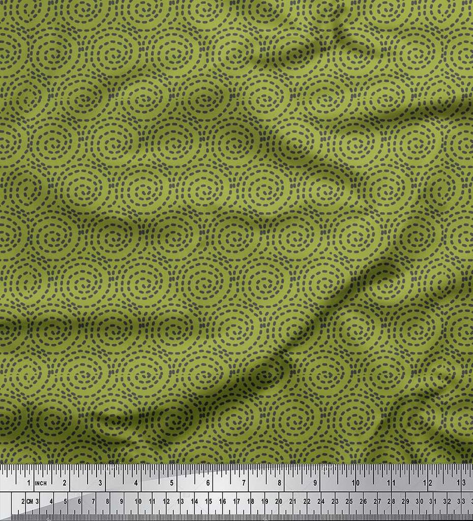 Soimoi Green Japan Crepe Satin Fabric Abstracts Abstract Fabric Prints By Metre 42 Inch