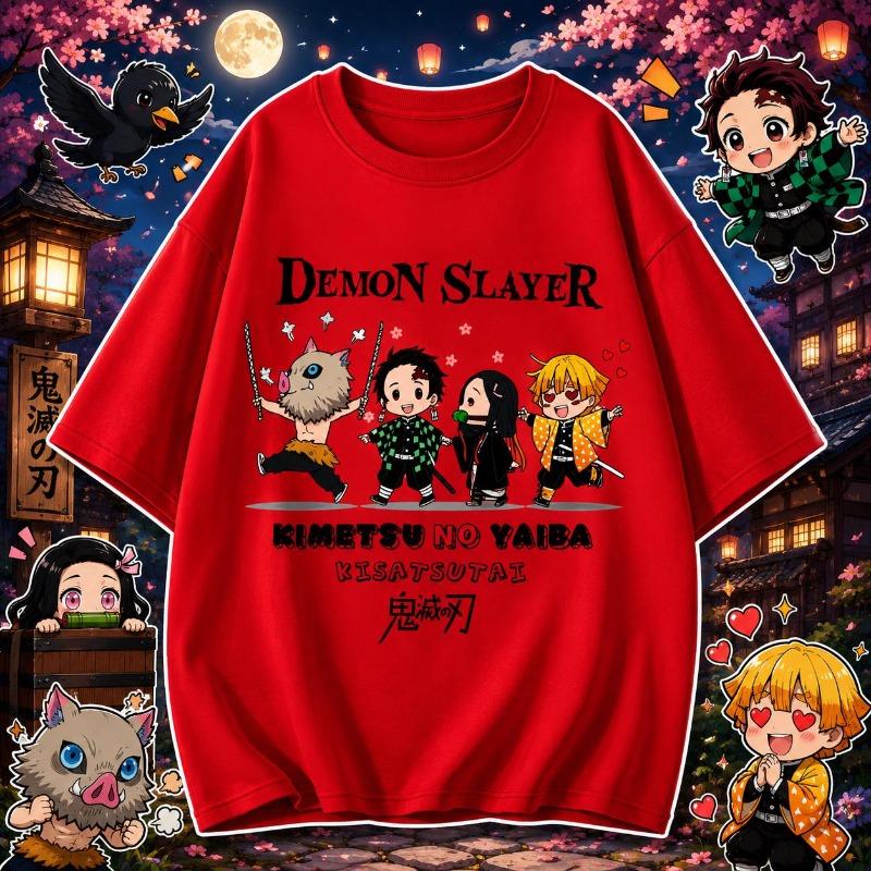 Demon Slayer Kimetsu No Yaiba Oversized Tshirt Summer Unisex Loose And Breathable Cotton Tshirt Top