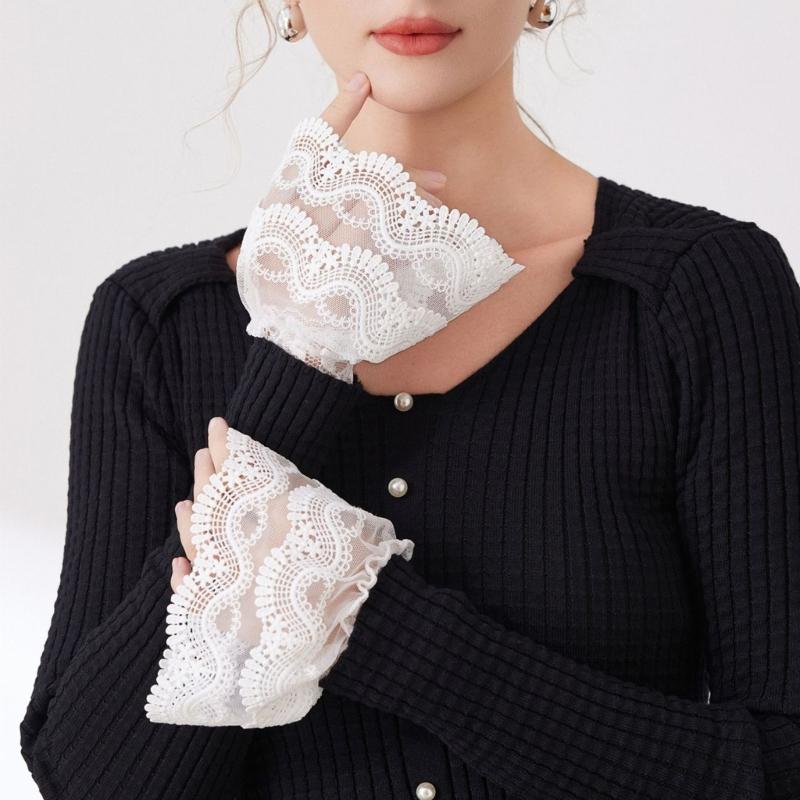 Breathable Lace Detachable Sleeve Wrist Cuffs Sleeves Multipurpose Arm Covers For Office Women Formal Event Daily Outfit
