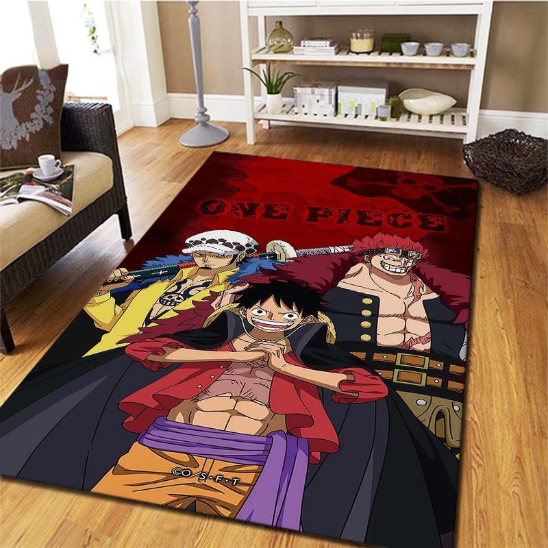 Alfombra de Monkey D Luffy para Sala de Estar, Dormitorio, Decoración de Sofá del Hogar, Alfombrilla Antideslizante para Jugar Niños