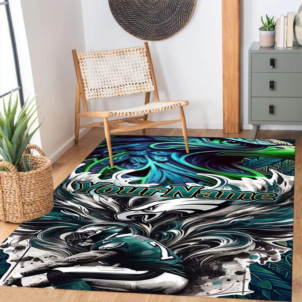 Philadelphia Eagles Customized Name Carpet Design For Game Room Dormitory Dining Room Balcony Antislip Rug Anime Office Decor