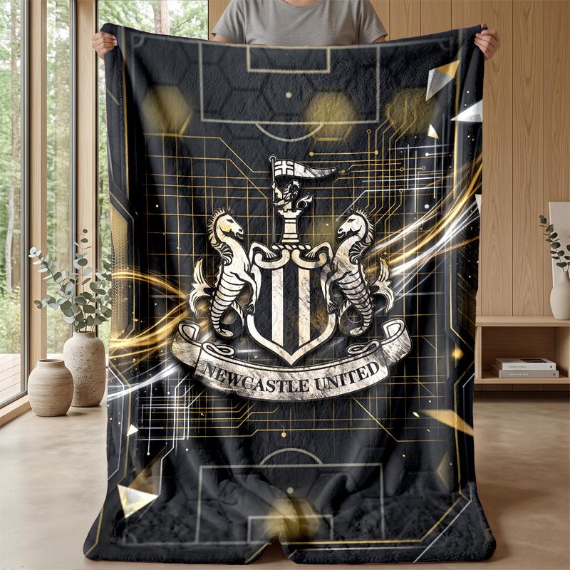 Coperta in Flanella con Stampa del Newcastle United Football, Coperta Morbida Calda Leggera per Divano Letto Campeggio