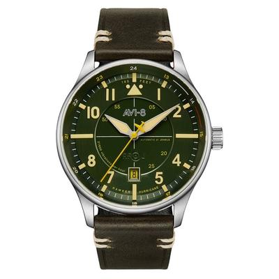 Hawker Hurricane Kent Automatik Hampshire Lederarmband grünes Zifferblatt AV-4094-03 Herrenuhr