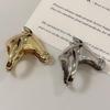 Light Luxury Exaggerated Personalized Metal Horse Head Ring Zircon Inlay Horse  European American Style Ring Jewelry