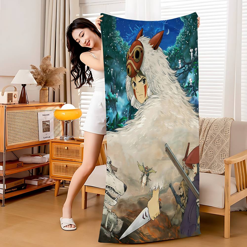 

P-Princess M-Mononoke Anime Big Microfiber Beach Towels Quick Dry Towel Sand Beach Towels Pool Towel For Travel Swim Pool Yoga W30*H60(CM)