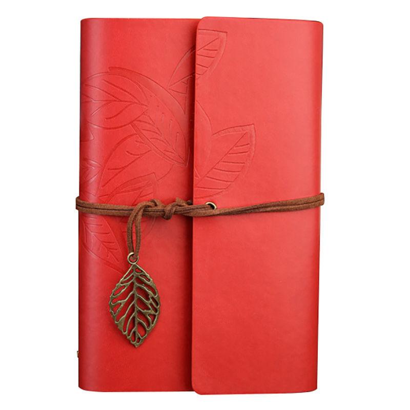 Korean Retro A5 Ring Binder Imitation Leather Notebook Journal with Autumn Leaves Design A6 Ring Binder