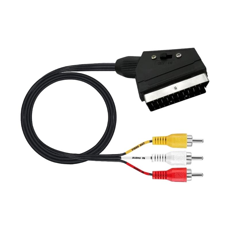 

SCART 21Pin Штекер на 3 RCA Композитний Відео Кабель 1.5М Зміна Кольору Регульований Відмінний Звук Відео З єднання для Телевізора Плеєрів Дисків