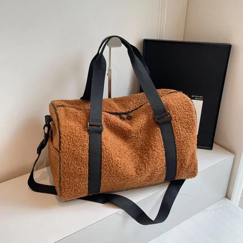 

Досуг однотонный цвет молния большой емкости дорожная сумка зимняя прочная досуг спортивная сумка коричневый